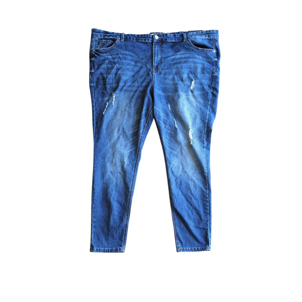Eloquii Straight Leg Jeans 26 Women's Classic Fit Blue Distressed High Rise